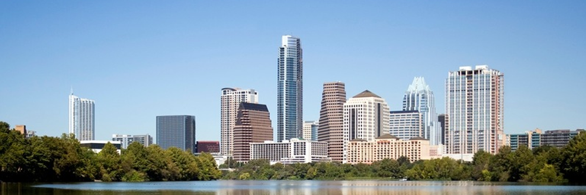 Austin, Texas - A view of the city over the river